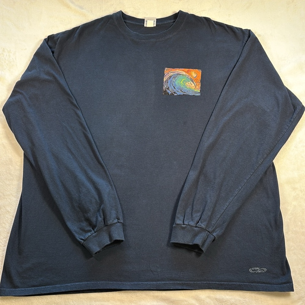Crazy Shirts Hawaii Wave Graphic Tee XXL Navy Long Sleeve - Picture 5 of 12